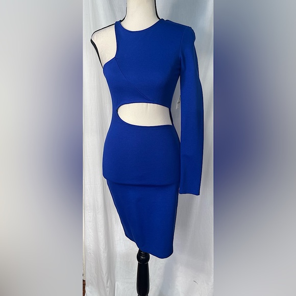 Charlotte Russe One Shoulder Long Sleeve Bodycon Dress w/ Cutout | NWT - Picture 3 of 8